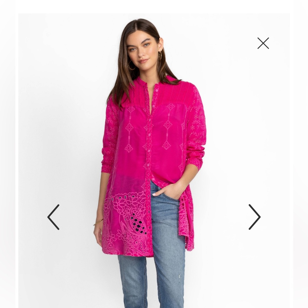 $420 Johnny Was Xander Pamina Tunic M Orchid Lei NWT